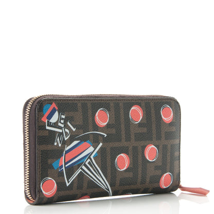 Fendi Zucca Spalmati Saint Bamboline Zip Around Wallet Tobacco 3 of 7