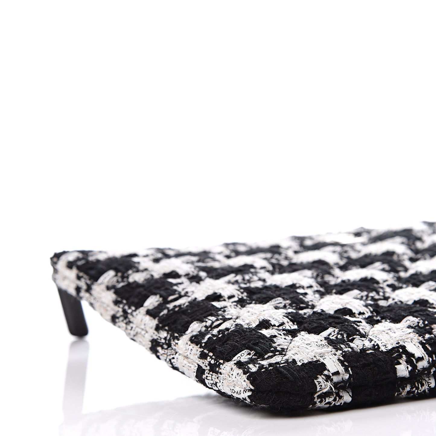 Tweed Quilted Medium Cosmetic Pouch Black Ecru White