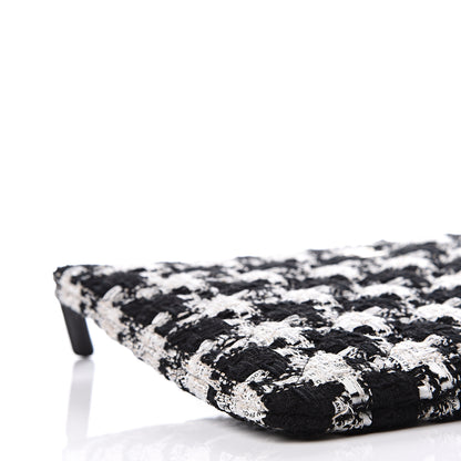 Chanel Tweed Quilted Medium Cosmetic Pouch Black Ecru White 7 of 10