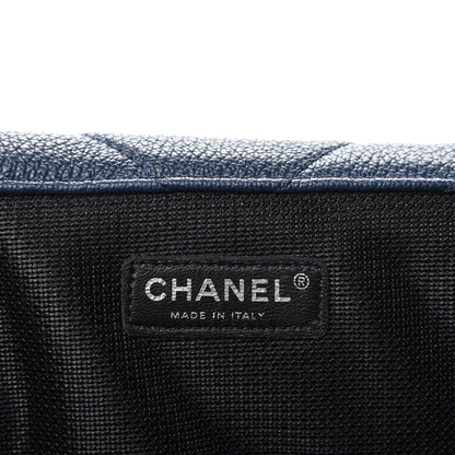 Chanel Calfskin Chevron Quilted XXL Travel Flap Bag Blue 8 of 10