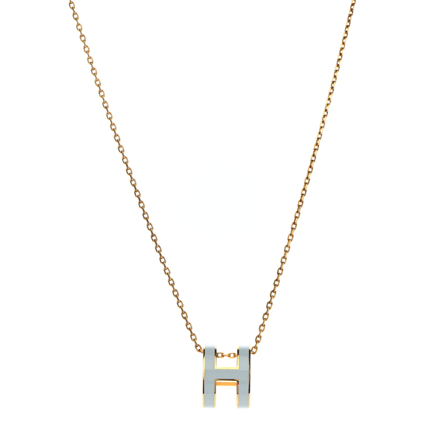 Lacquered Gold Pop H Pendant Necklace Bleu Pastel