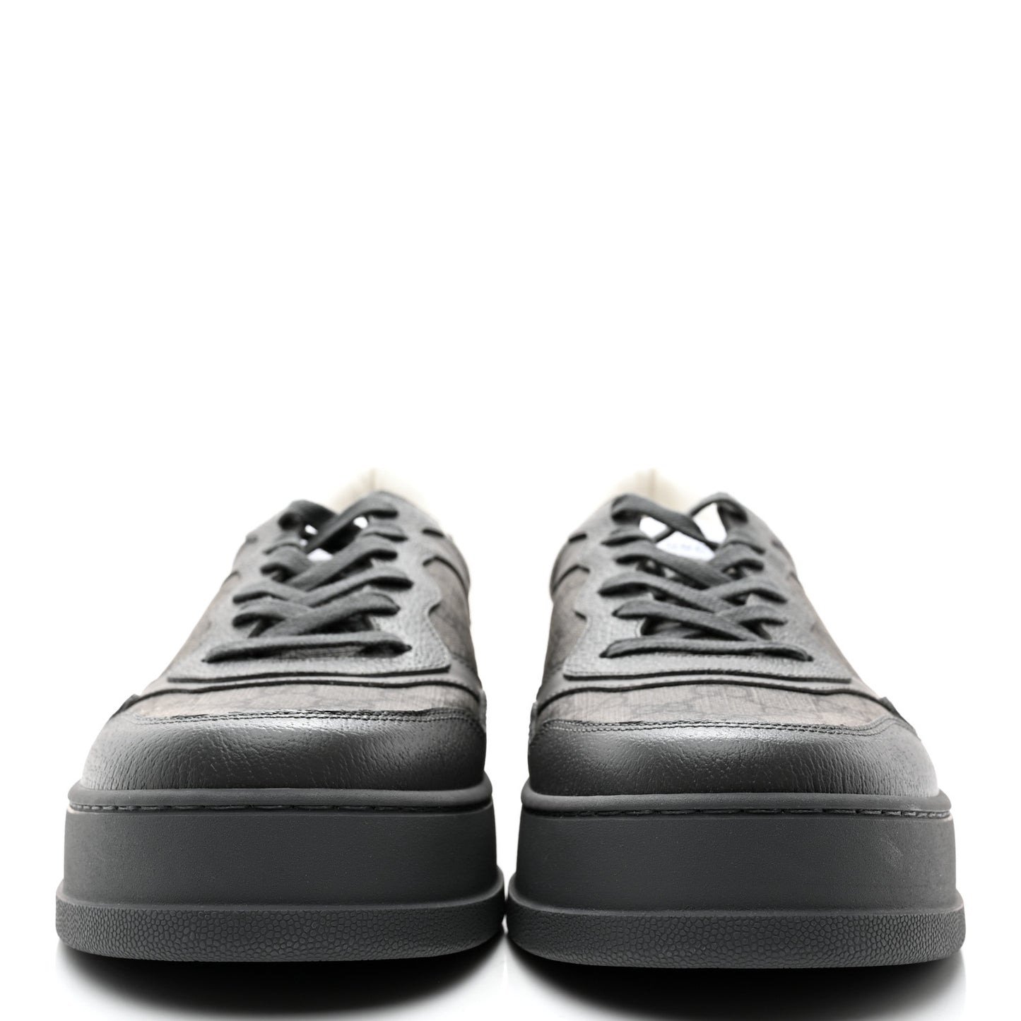 Textured Dollar Calfskin GG Supreme Monogram Mens Chunky Sneakers 12 Graphite Grey Black Grey