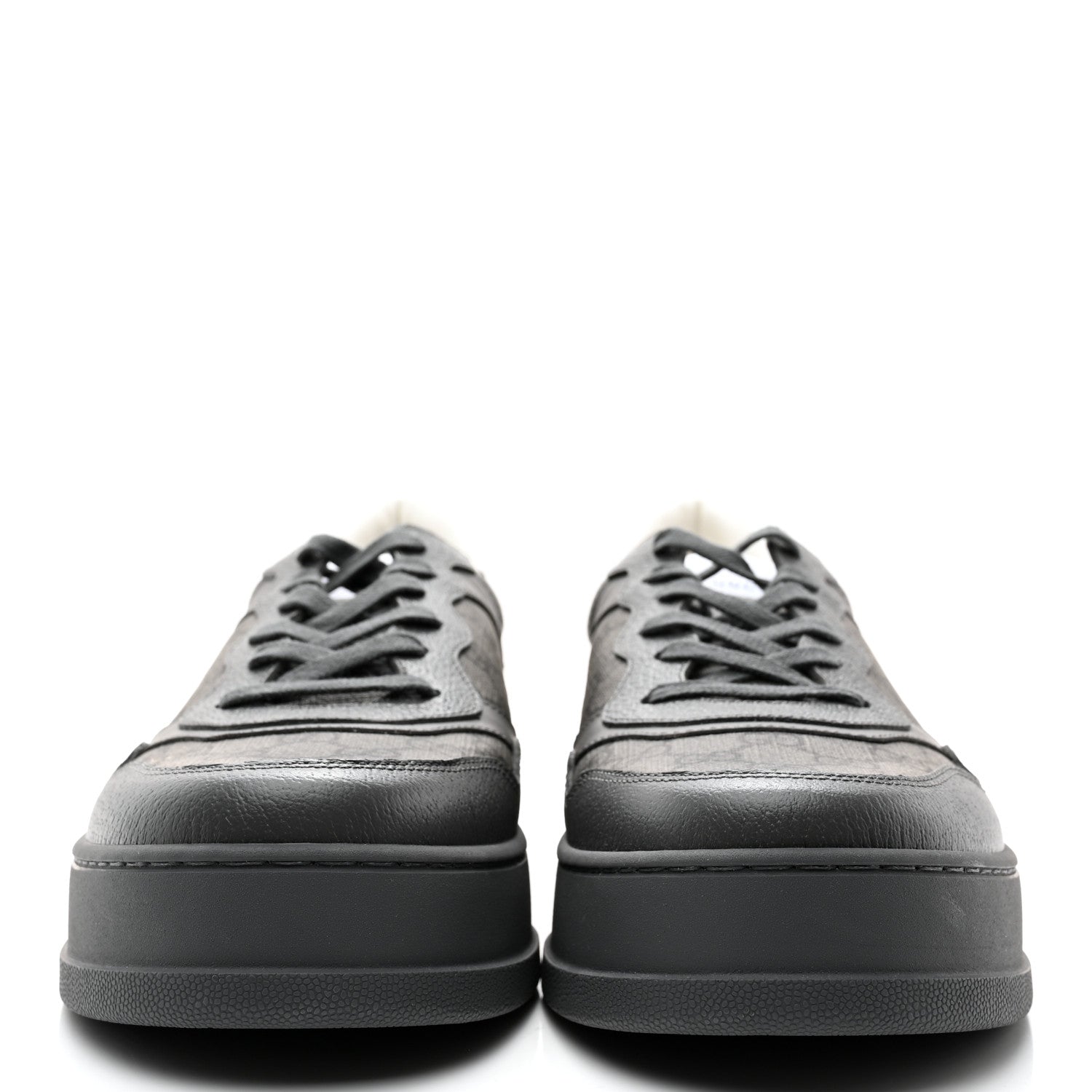 Gucci Textured Dollar Calfskin GG Supreme Monogram Mens Chunky Sneakers 12 Graphite Grey Black Grey 2 of 9