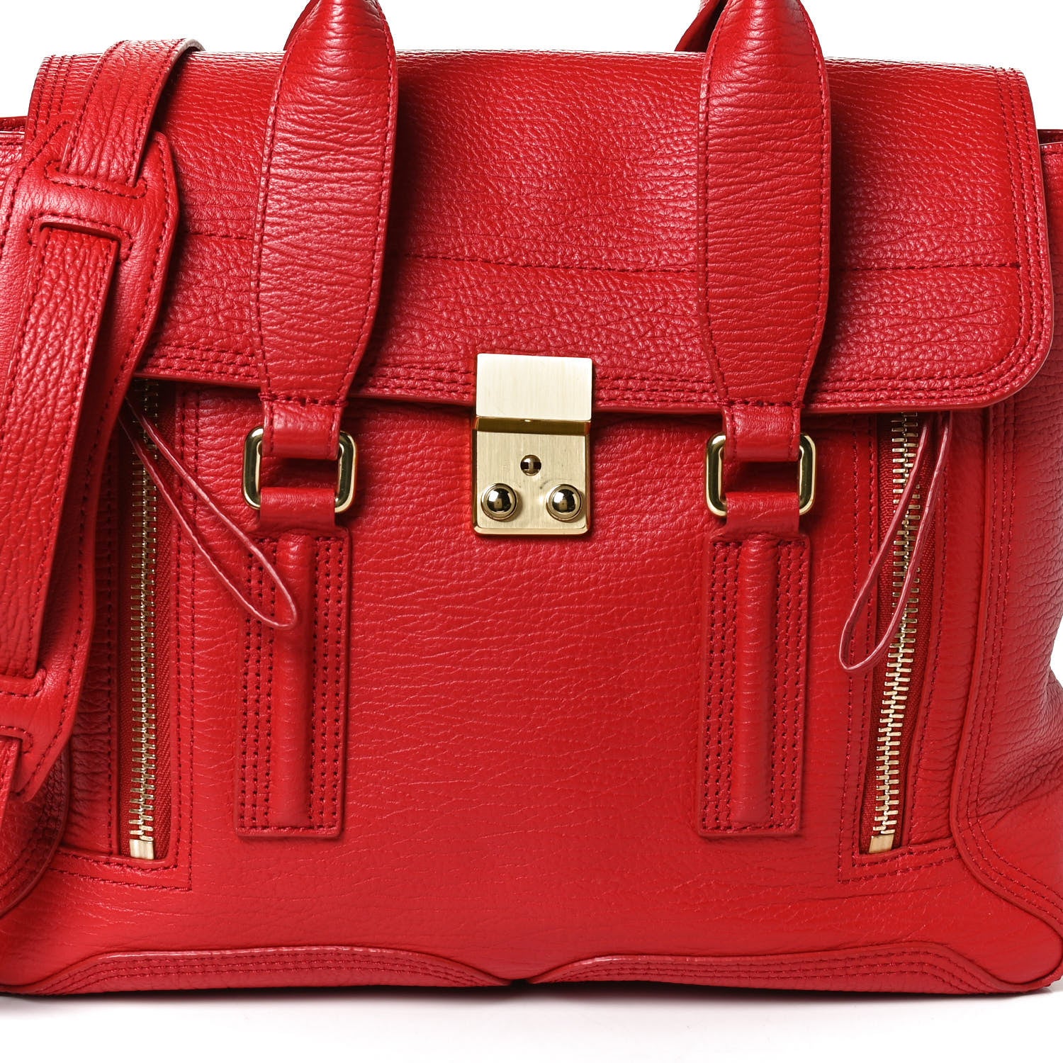 3.1 Phillip Lim Textured Calfskin Medium Pashli Satchel Red 8 of 13