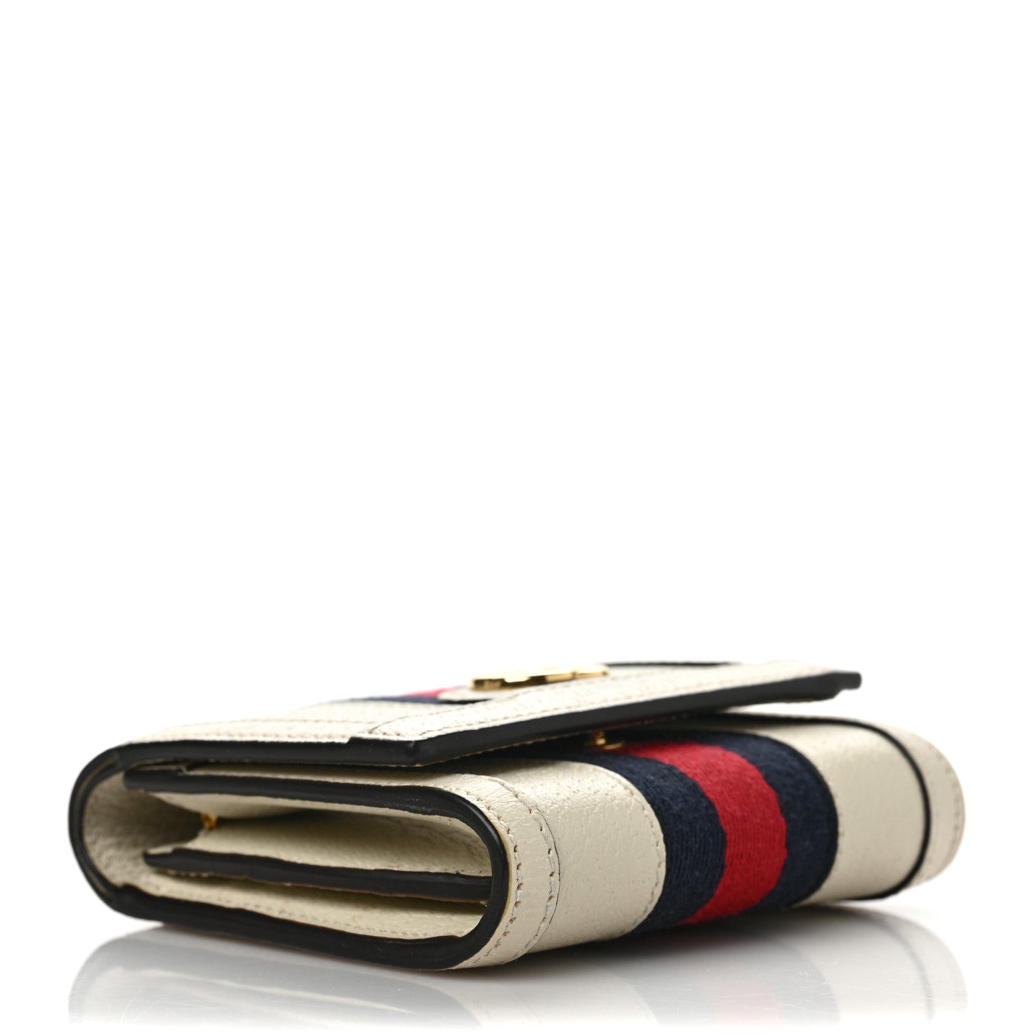 Gucci Textured Dollar Calfskin Web Ophidia Card Case Wallet Mystic White 3 of 8