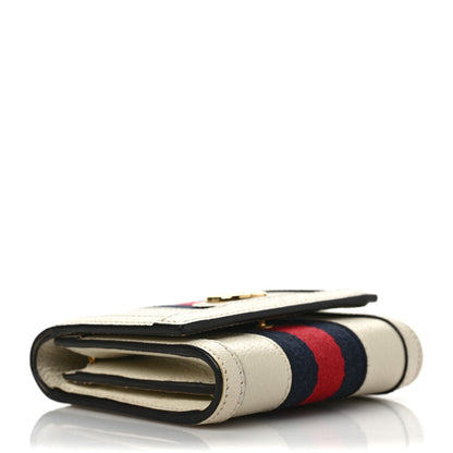 Gucci Textured Dollar Calfskin Web Ophidia Card Case Wallet Mystic White 3 of 8