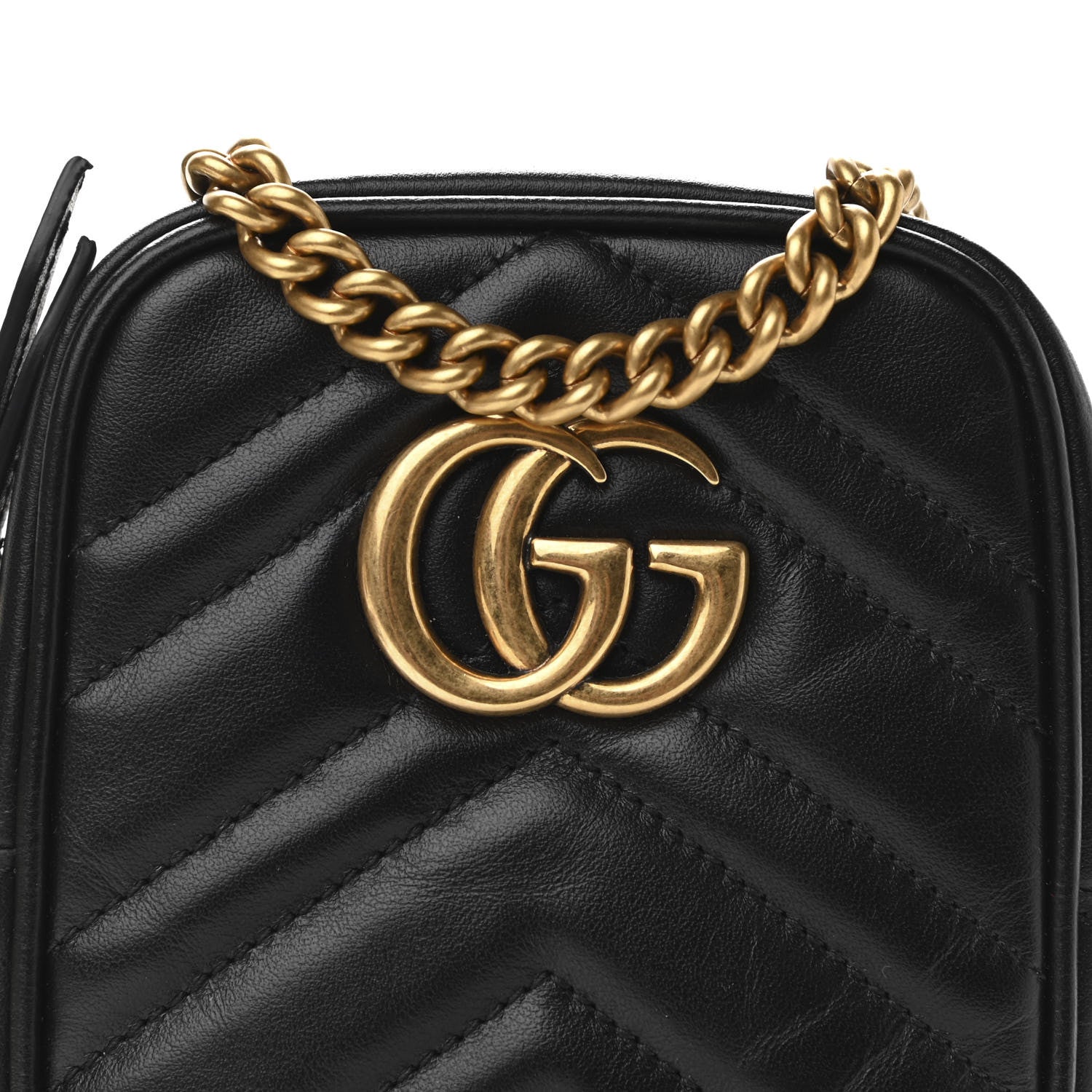 Gucci Calfskin Matelasse Mini GG Marmont Crossbody Bag Black 8 of 11