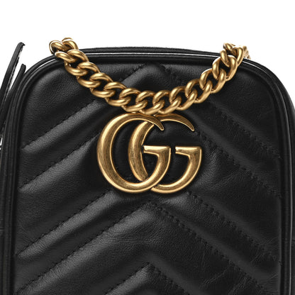Gucci Calfskin Matelasse Mini GG Marmont Crossbody Bag Black 8 of 11