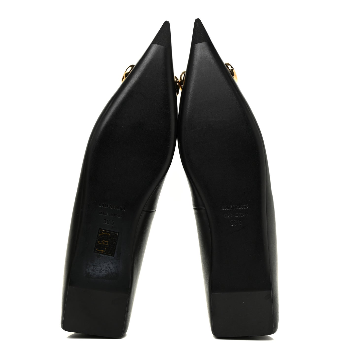 Calfskin BB Knife Pointy Toe Ballerina Flats 38.5 Black
