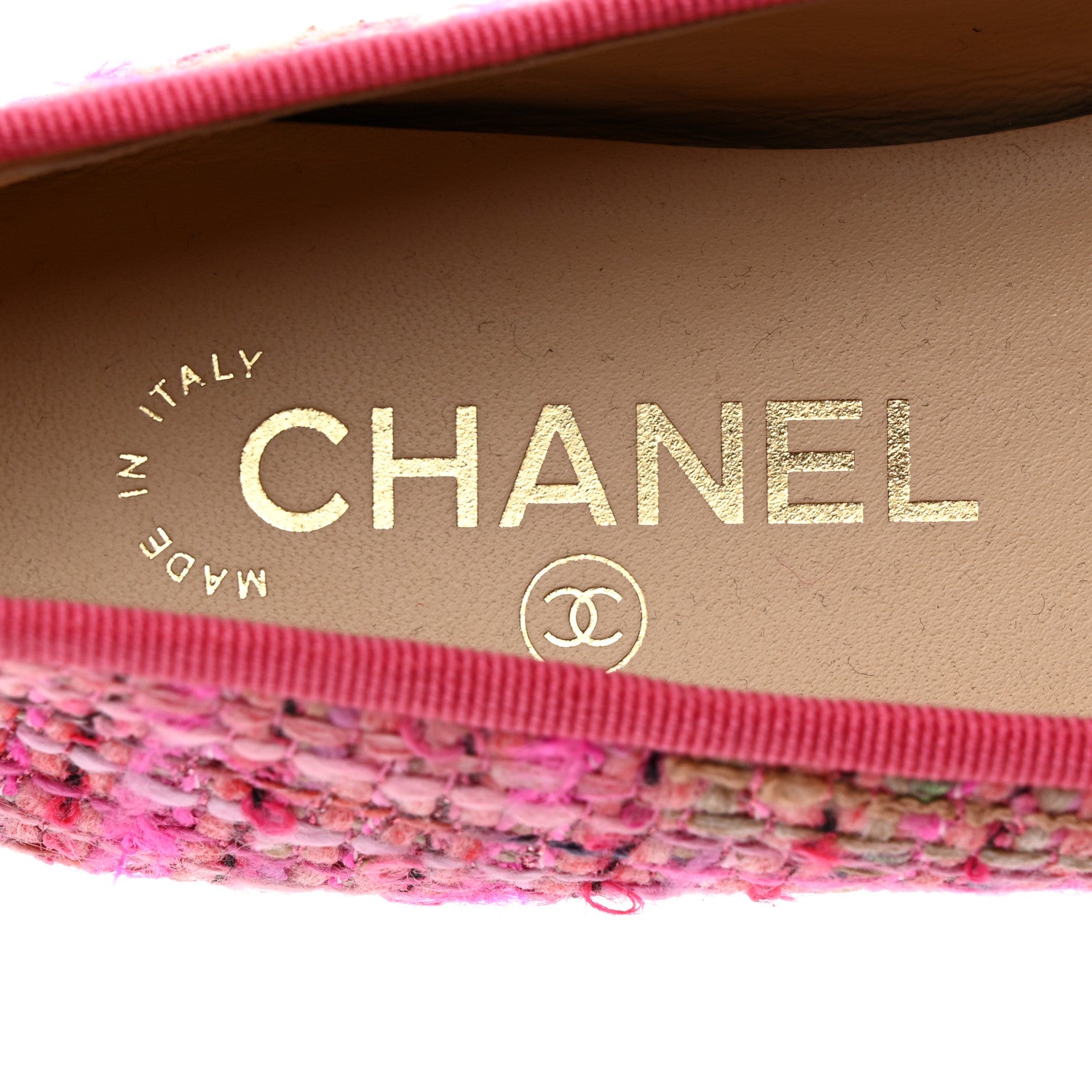 Chanel Tweed Grosgrain Cap Toe Ballerina Flats 37 Pink Black 6 of 9