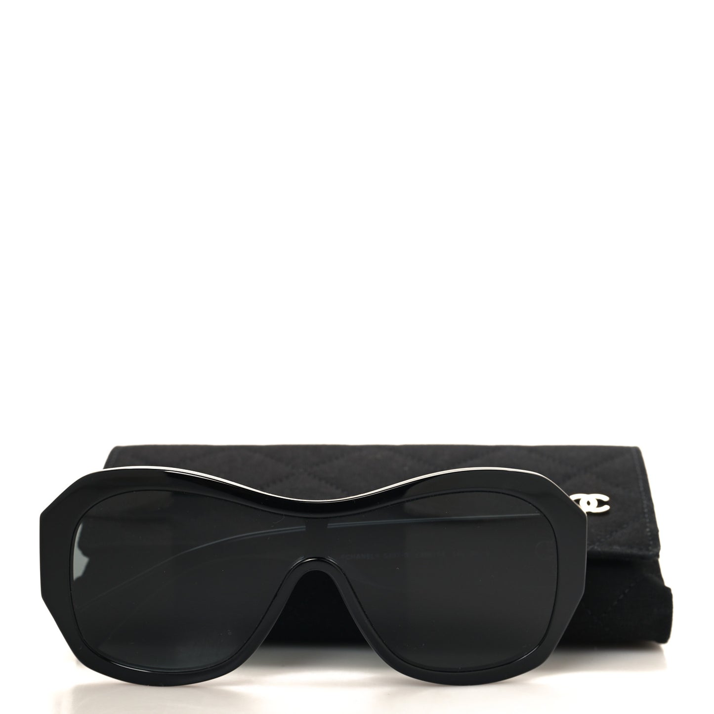 Acetate Crystal CC Shield Sunglasses 5497-B Black