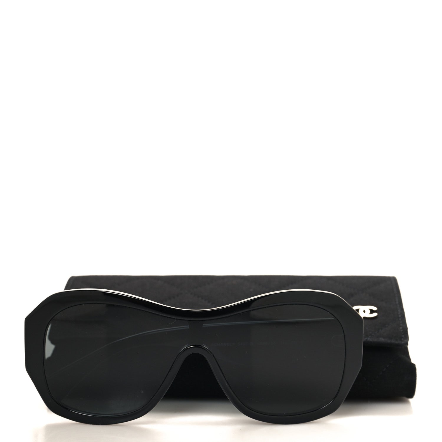 Chanel Acetate Crystal CC Shield Sunglasses 5497-B Black 7 of 7