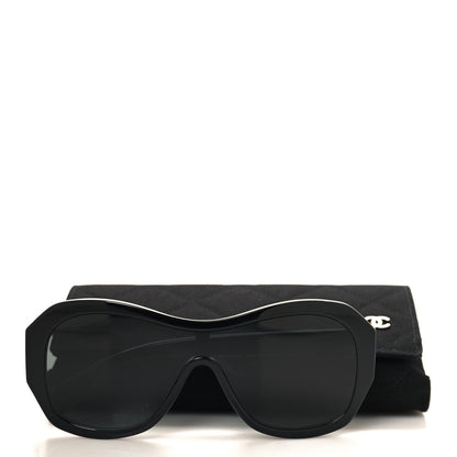 Chanel Acetate Crystal CC Shield Sunglasses 5497-B Black 7 of 7