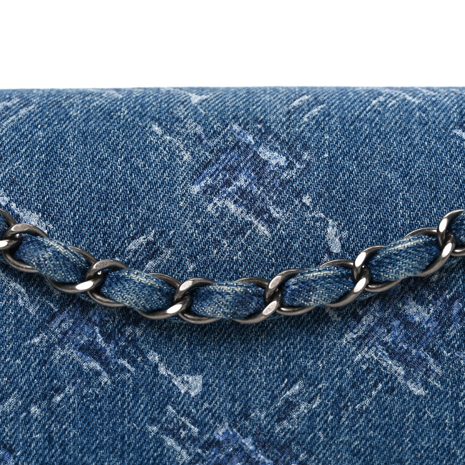 Chanel Denim Bleached Chain Medium Double Flap Blue 8 of 10