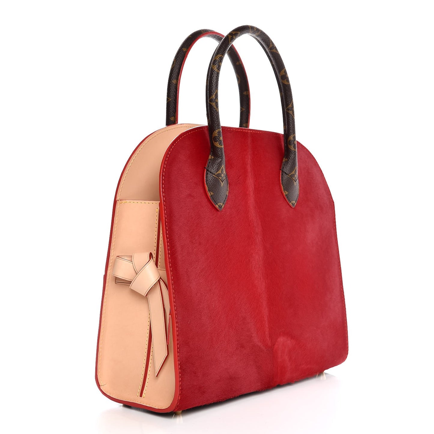 Monogram Calf Hair Spikes Iconoclasts Christian Louboutin Tote Red
