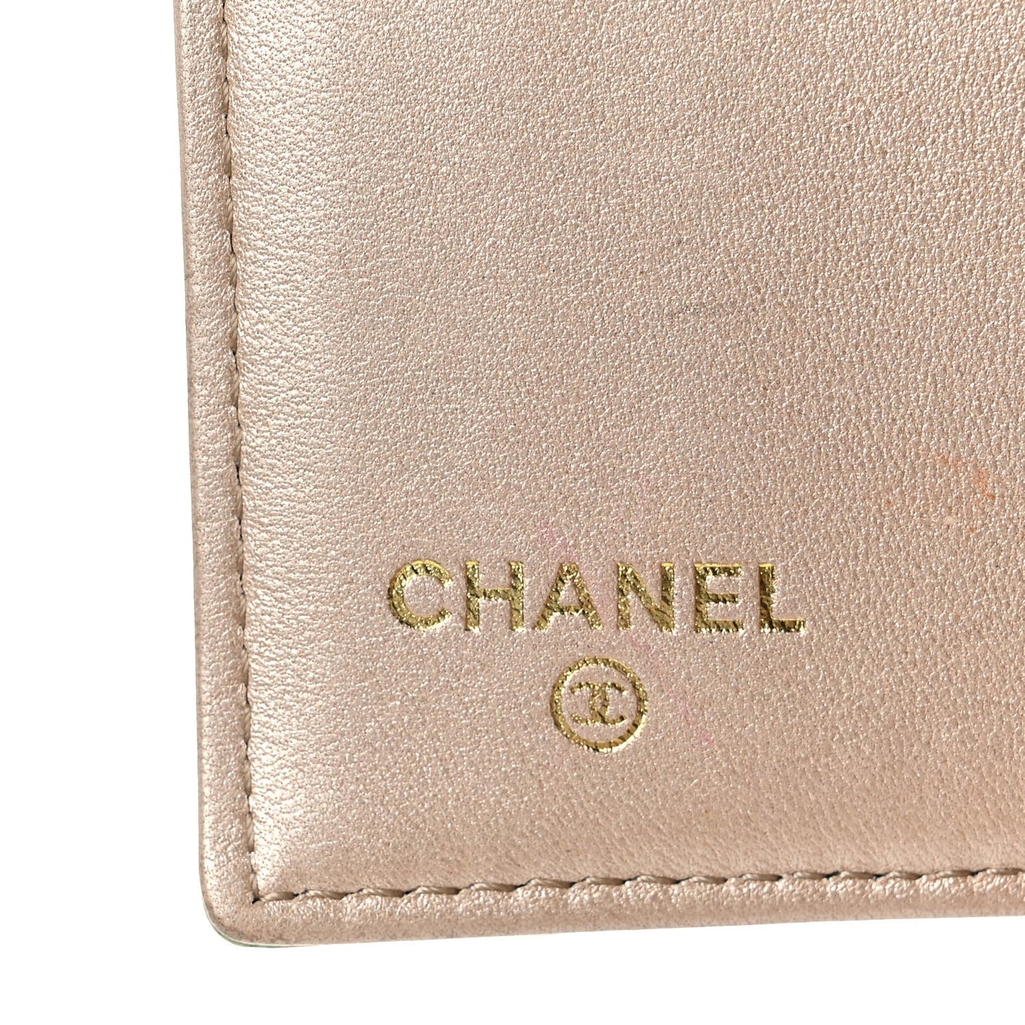 Lambskin Camellia Embossed Compact French Flap Wallet Green