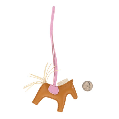 Hermes Milo Lambskin Grigri Rodeo Horse Bag Charm PM Sesame Mauve Sylvestre Craie 2 of 8