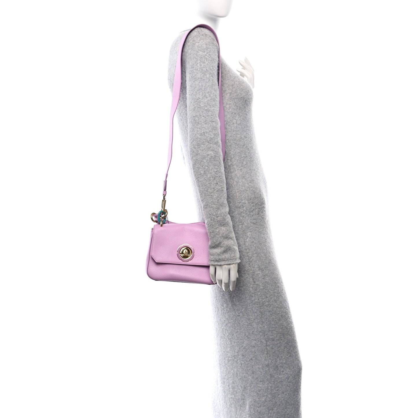 Calfskin Flower Flap Bag Pink