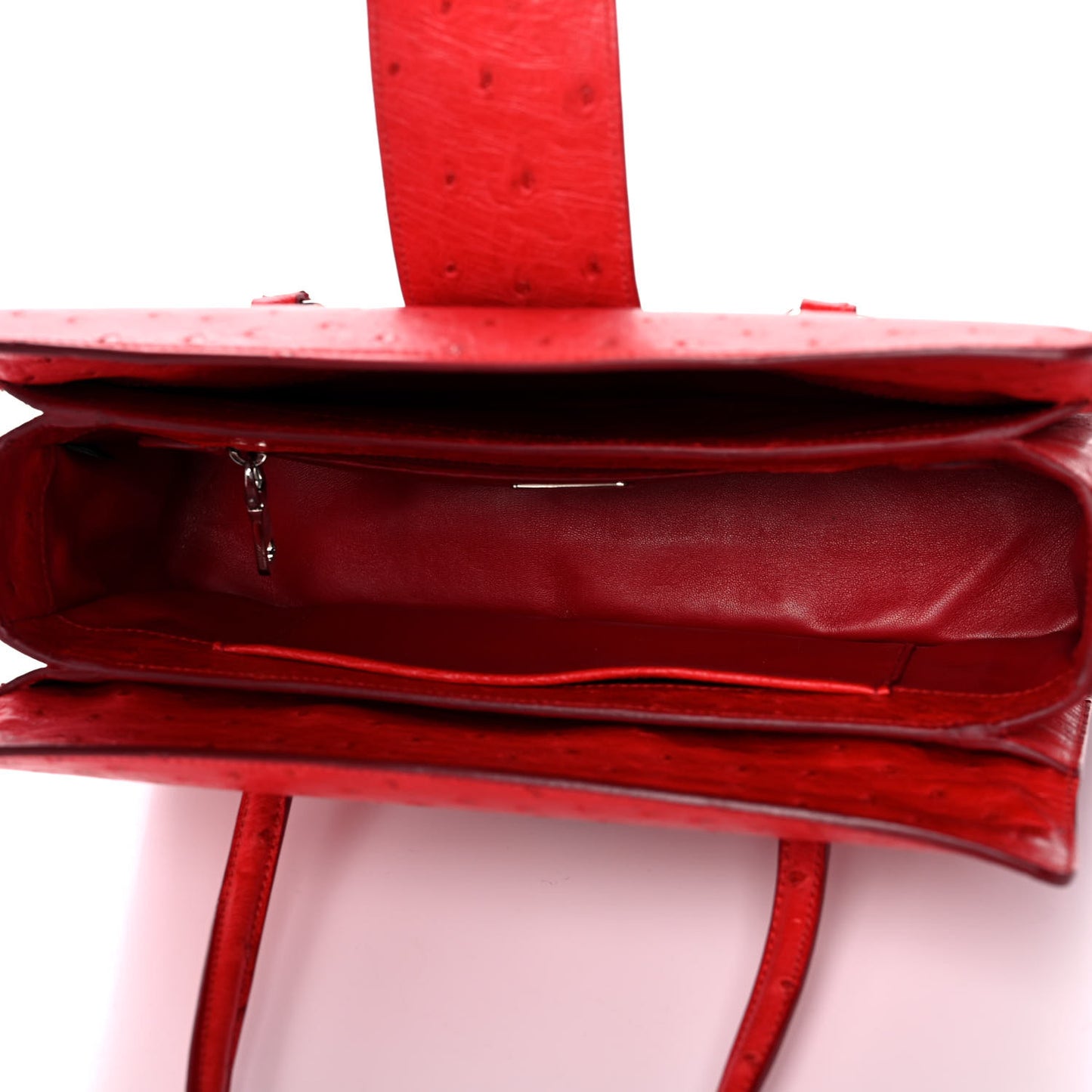 Ostrich Top Handle Shoulder Bag Rosso