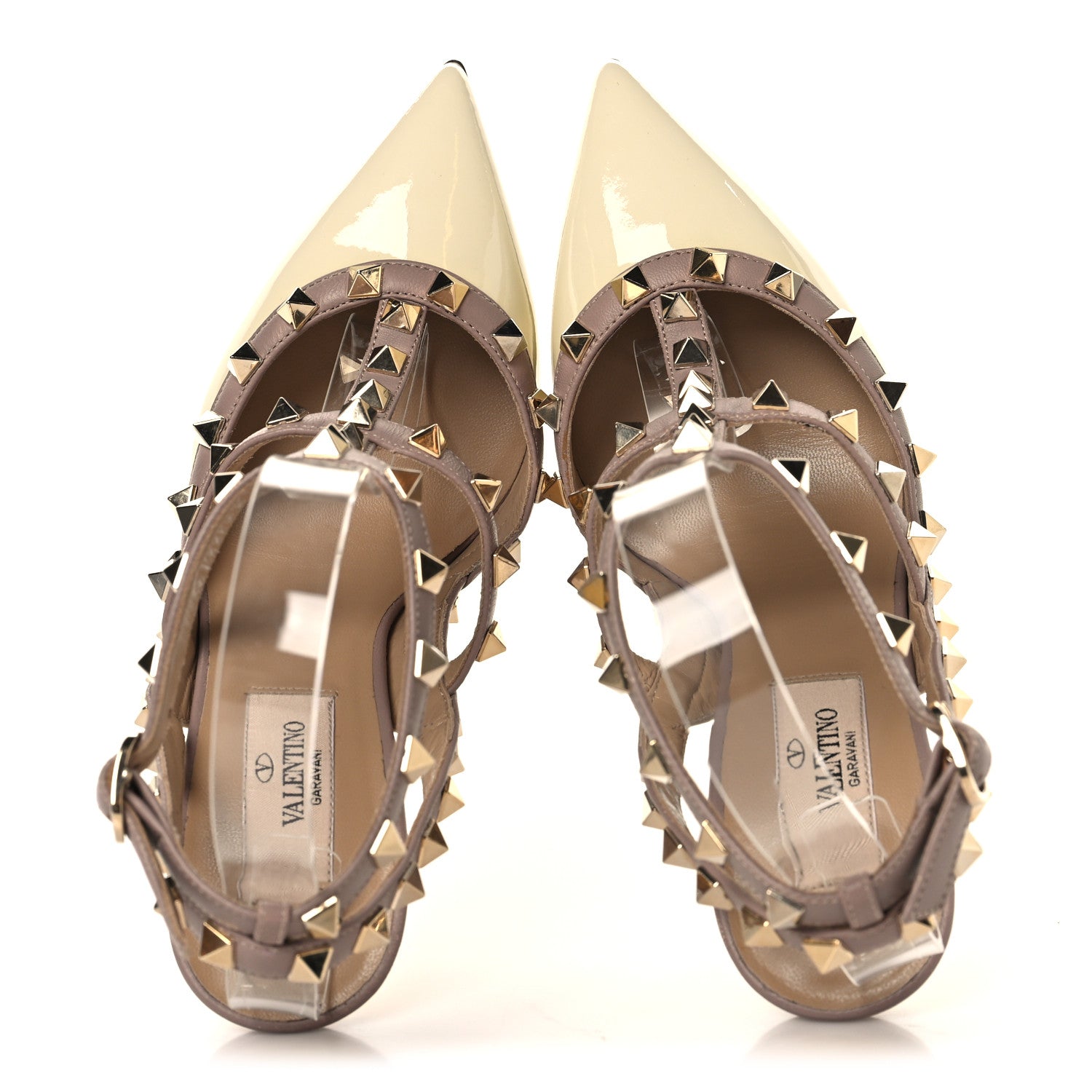Valentino Garavani Patent Nappa Rockstud Ankle Strap 100mm Pumps 36 Light Ivory Poudre 2 of 8