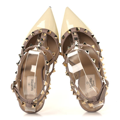Valentino Garavani Patent Nappa Rockstud Ankle Strap 100mm Pumps 36 Light Ivory Poudre 2 of 8