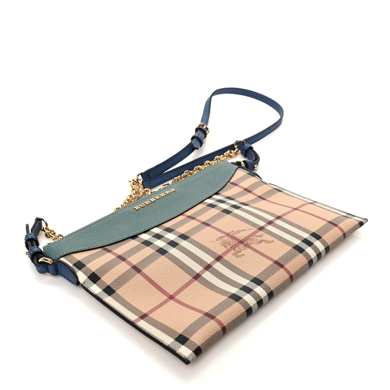 Burberry Haymarket Check Derby Peyton Crossbody Clutch Bag Eucalyptus Green 4 of 10