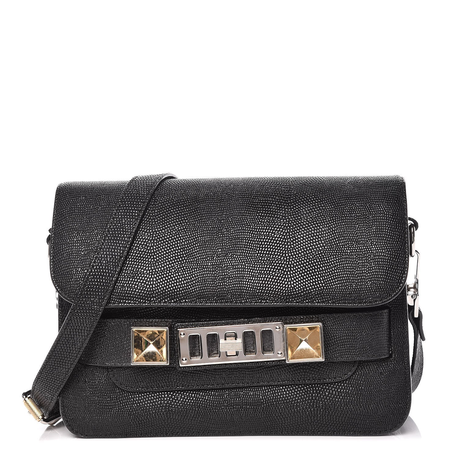 Proenza Schouler Calfskin Lizard Embossed Mini PS11 Classic Shoulder Bag Black 1 of 13