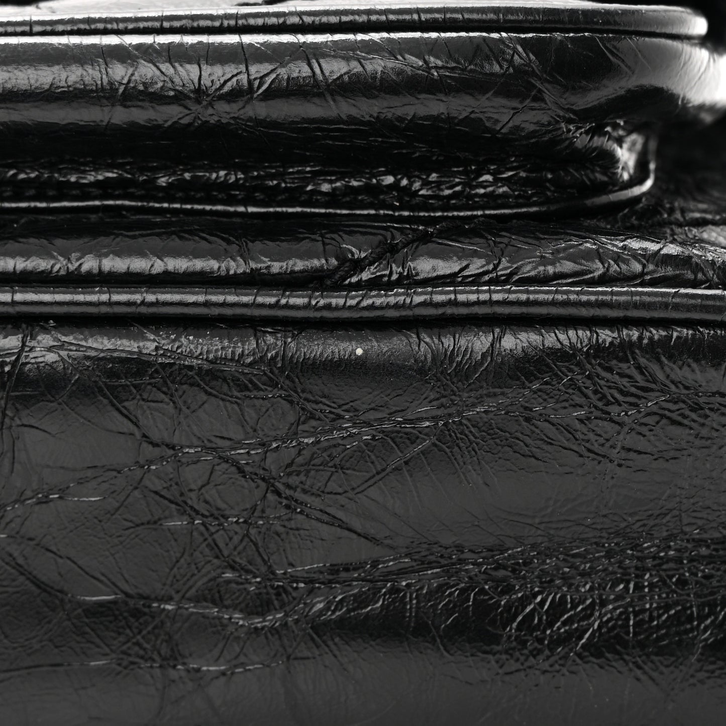 Crinkled Calfskin Matelasse Monogram Baby Niki Chain Satchel Black