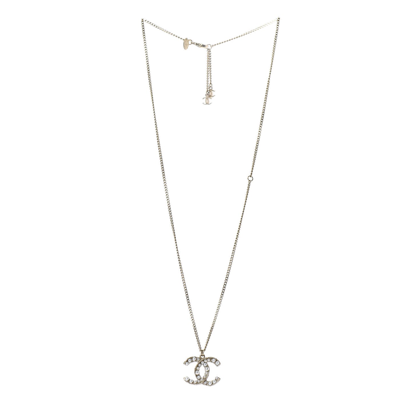 Pearl CC Pendant Necklace Gold