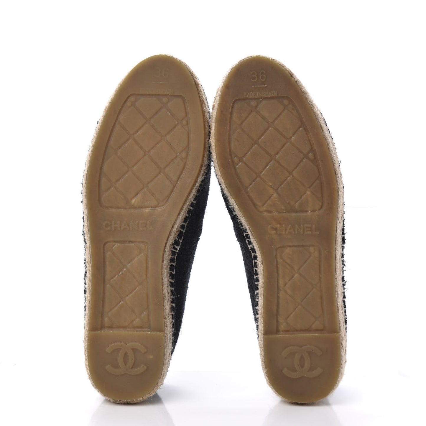 Fabric Patent Calfskin CC Espadrilles 36 Black