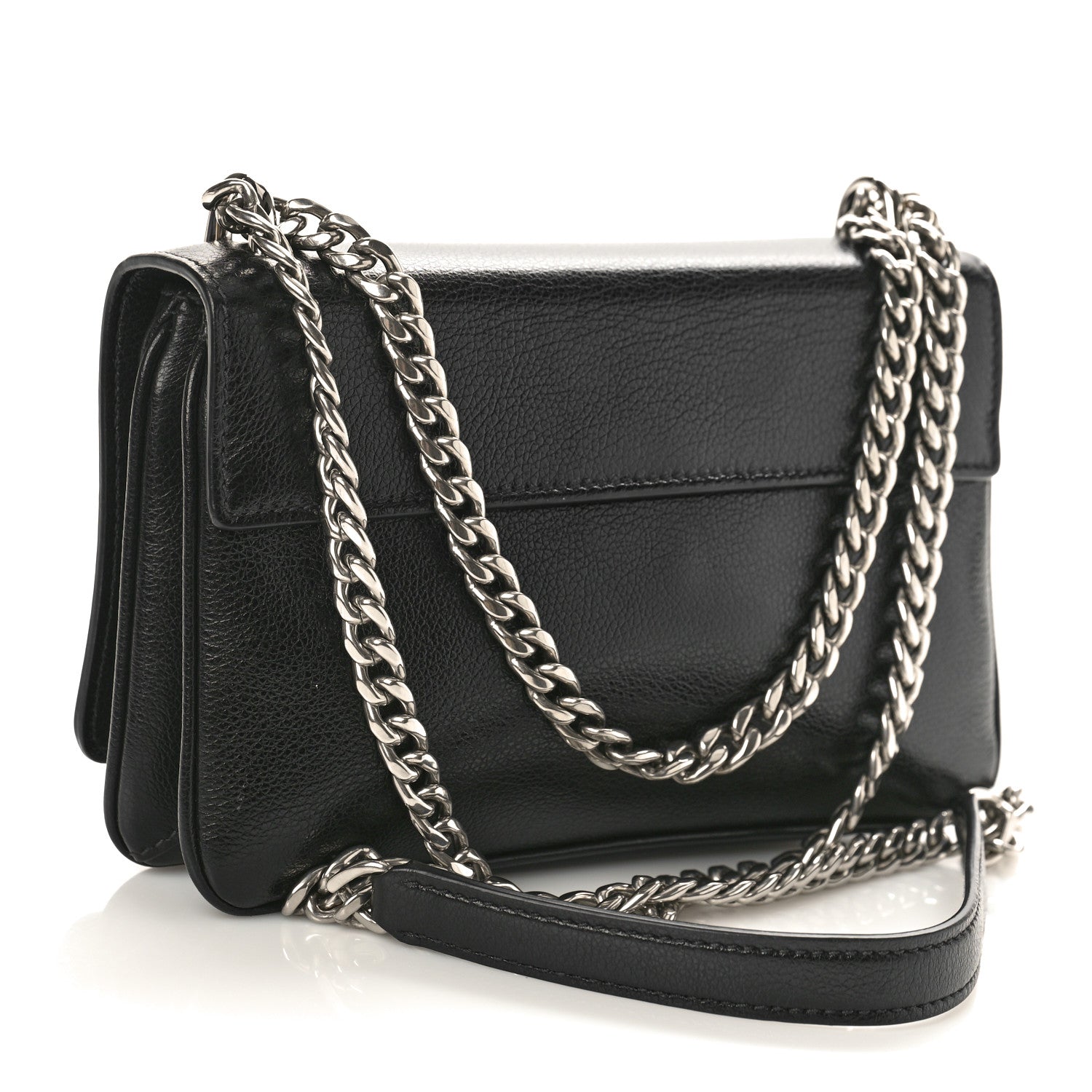 Prada Saffiano Chain Shoulder Bag Black 3 of 9