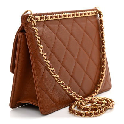 Chanel Caviar Quilted Chain Frame Flap Light Brown 2 of 10