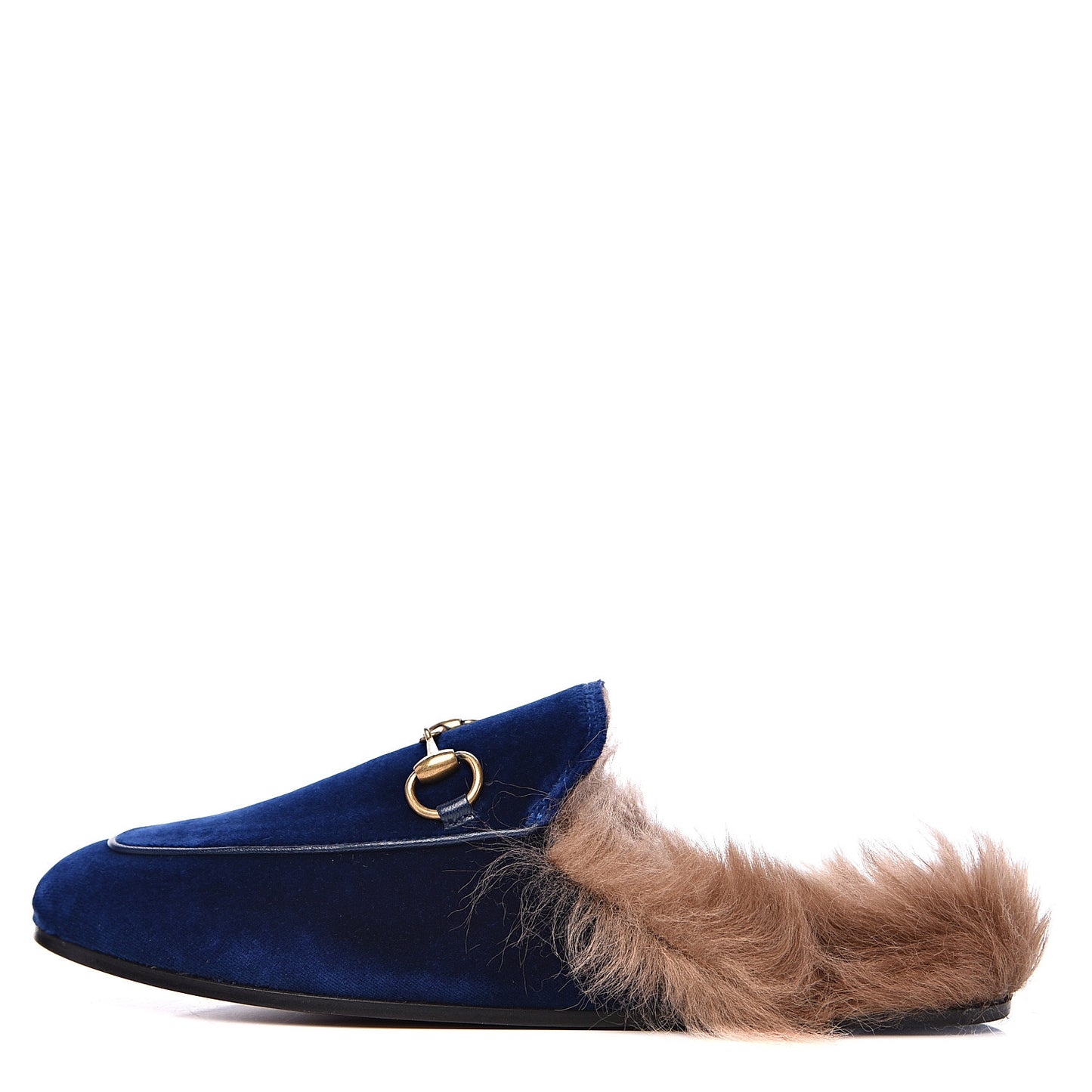 Velvet Fur Womens Princetown Slippers 35 Cobalt Blue