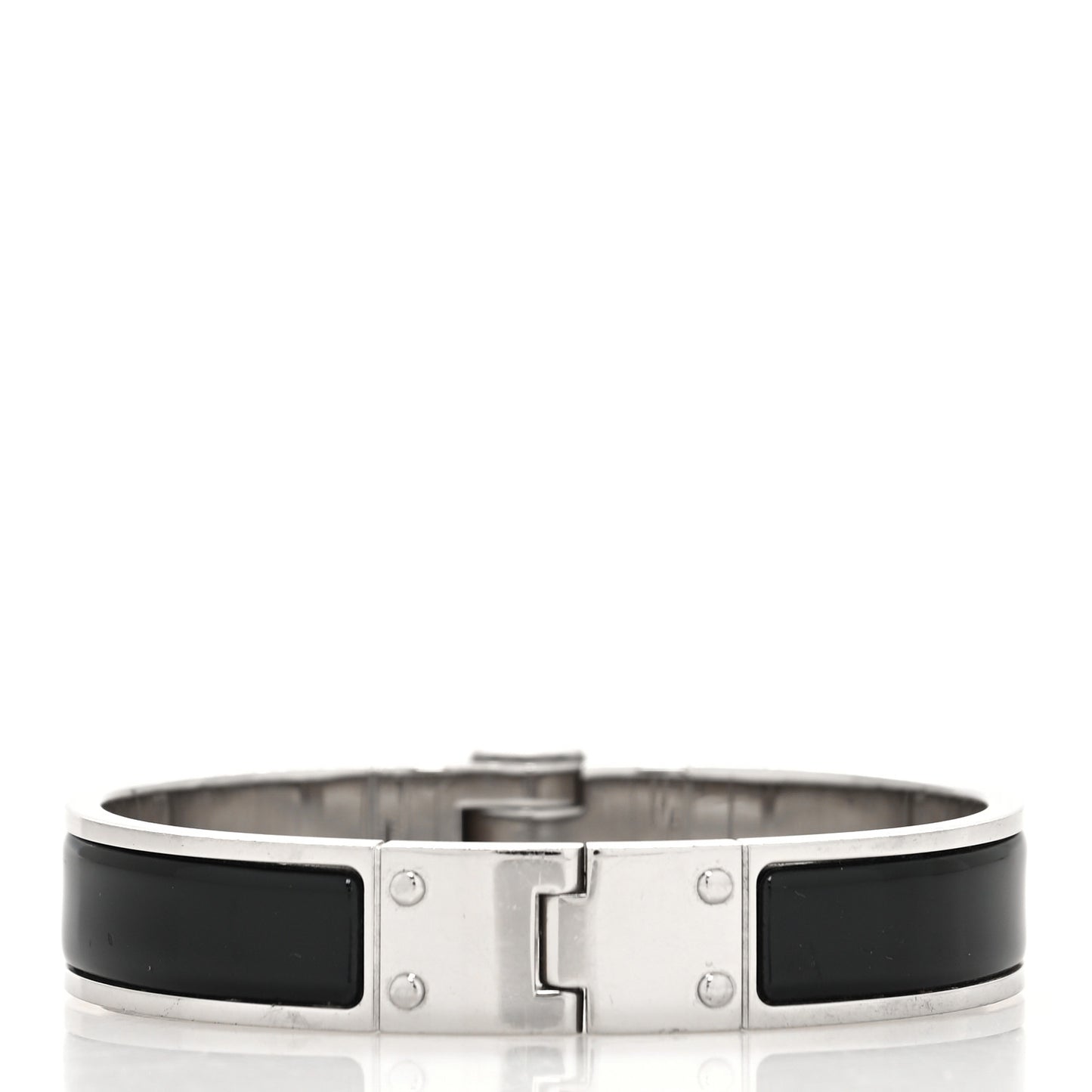 Enamel Charniere Uni Narrow Hinged Bracelet S Black