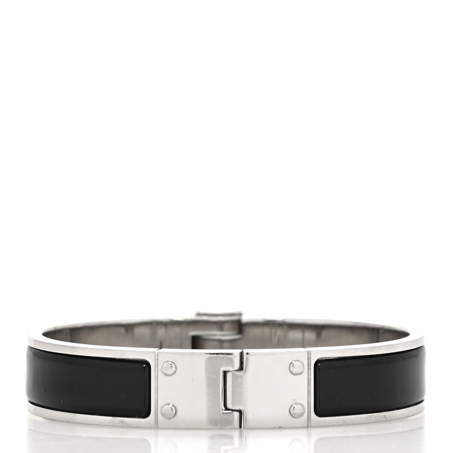 Hermes Enamel Charniere Uni Narrow Hinged Bracelet S Black 3 of 5