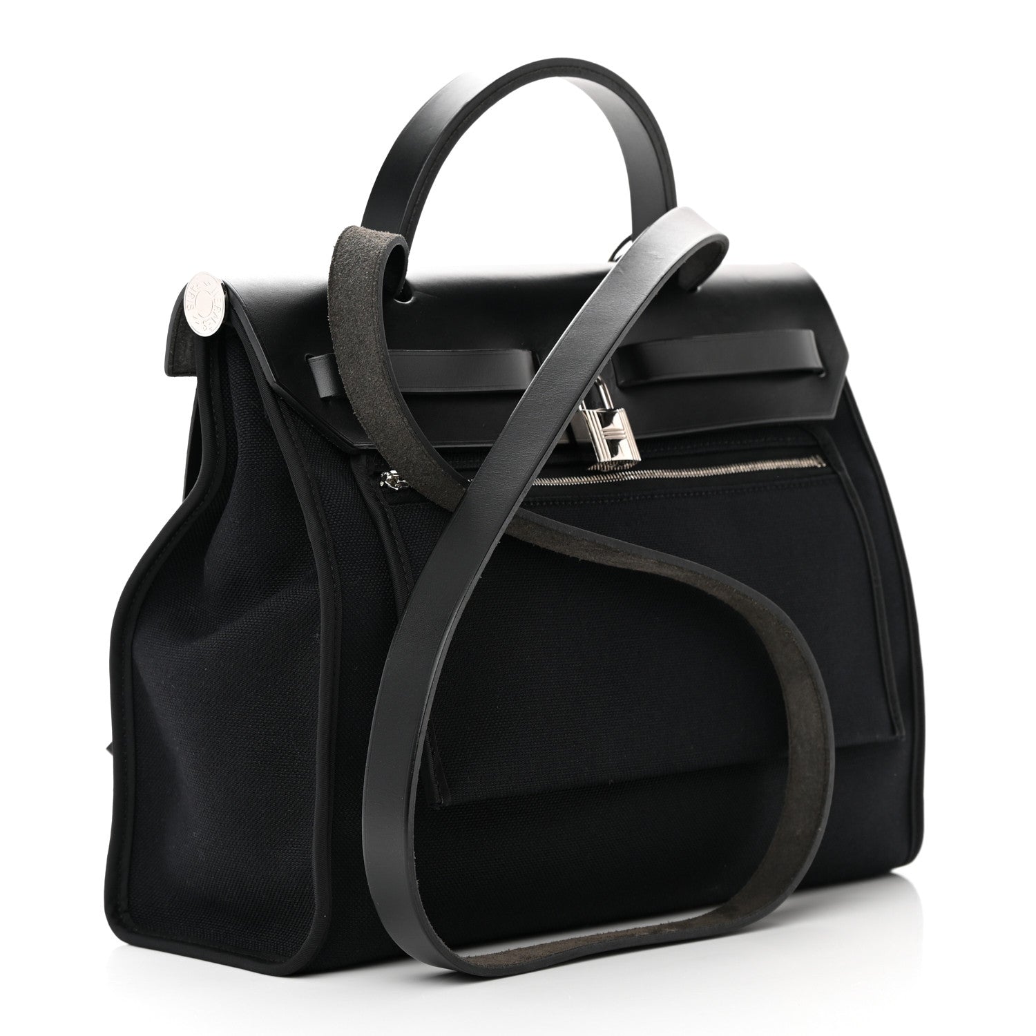 Hermes Military Toile Vache Hunter Herbag Zip PM 31 Black 4 of 14
