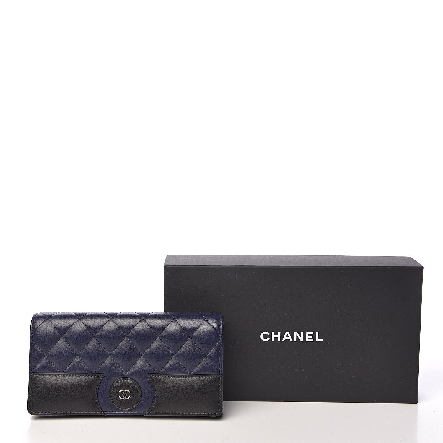 Chanel Lambskin Quilted Large Gusset Flap Wallet Navy Black 9 of 9