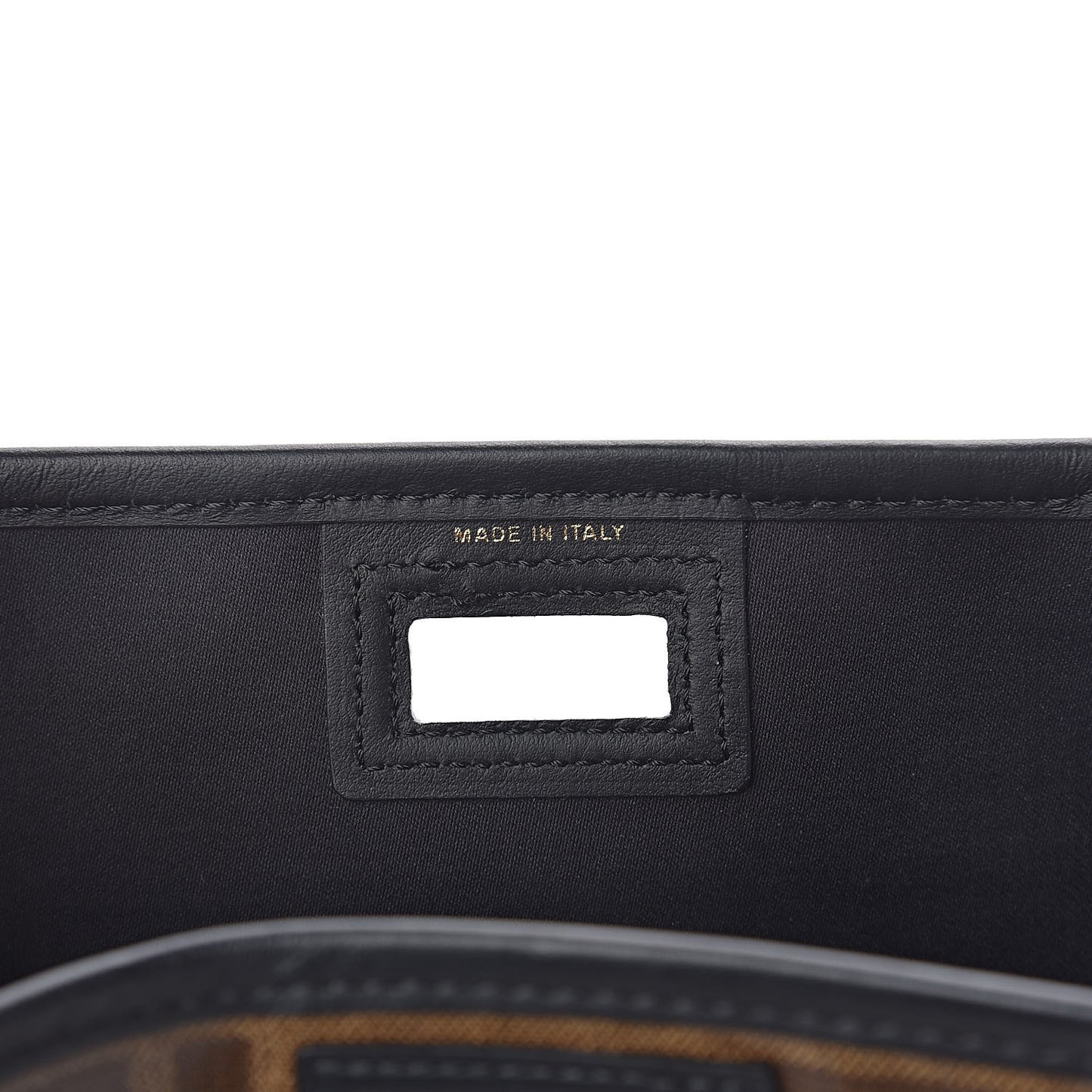 Glazed Fabric Vitello Century FF 1974 Stamp Patch Mini Peekaboo Defender Cover Mogano Panna Black