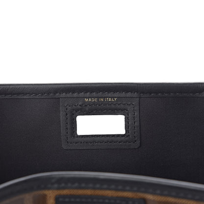 Fendi Glazed Fabric Vitello Century FF 1974 Stamp Patch Mini Peekaboo Defender Cover Mogano Panna Black 6 of 8