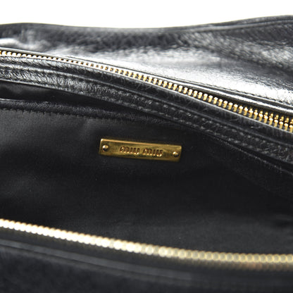 Miu Miu Vitello Shine Bow Shopping Tote Black 9 of 10