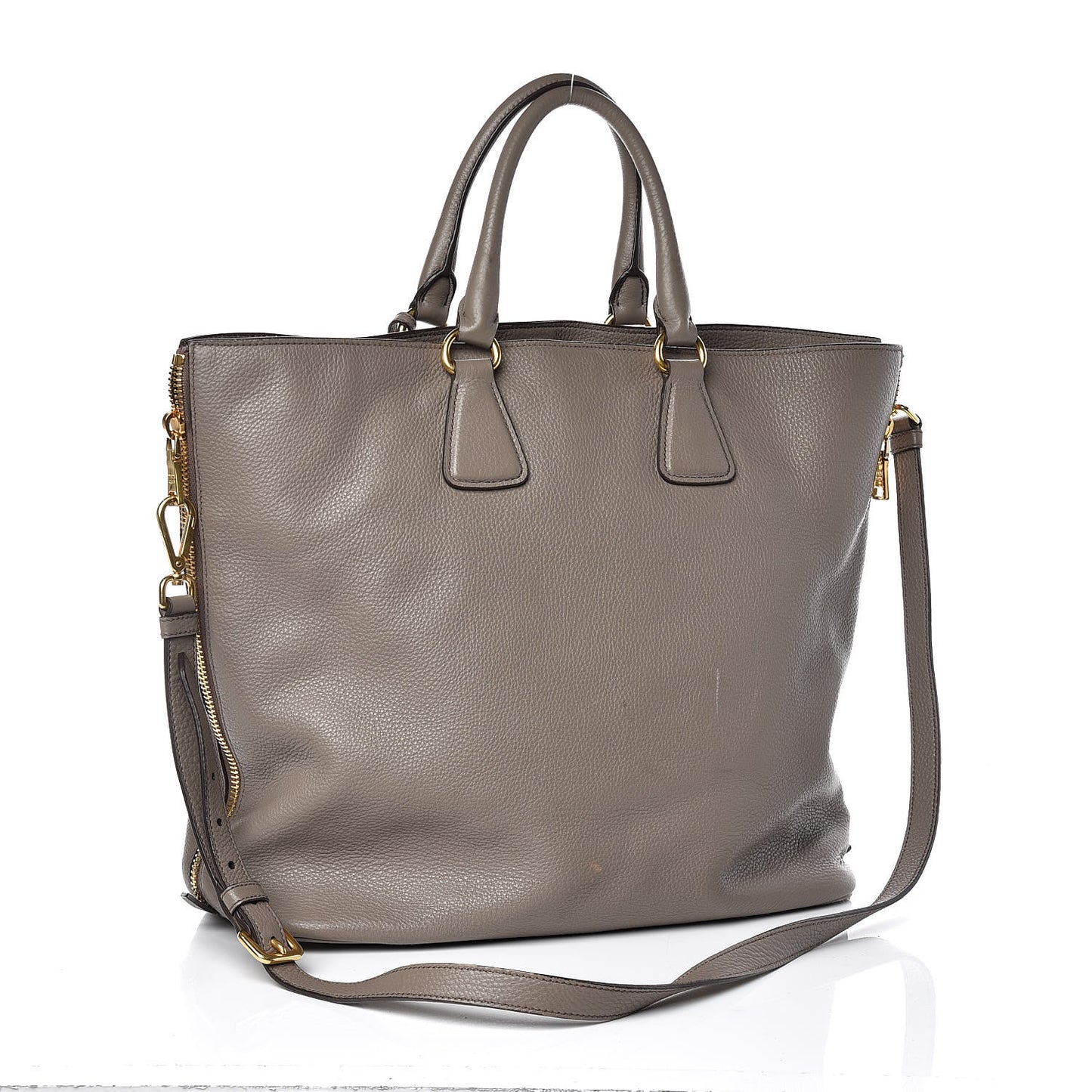 Vitello Daino Side Zip Tote Argilla