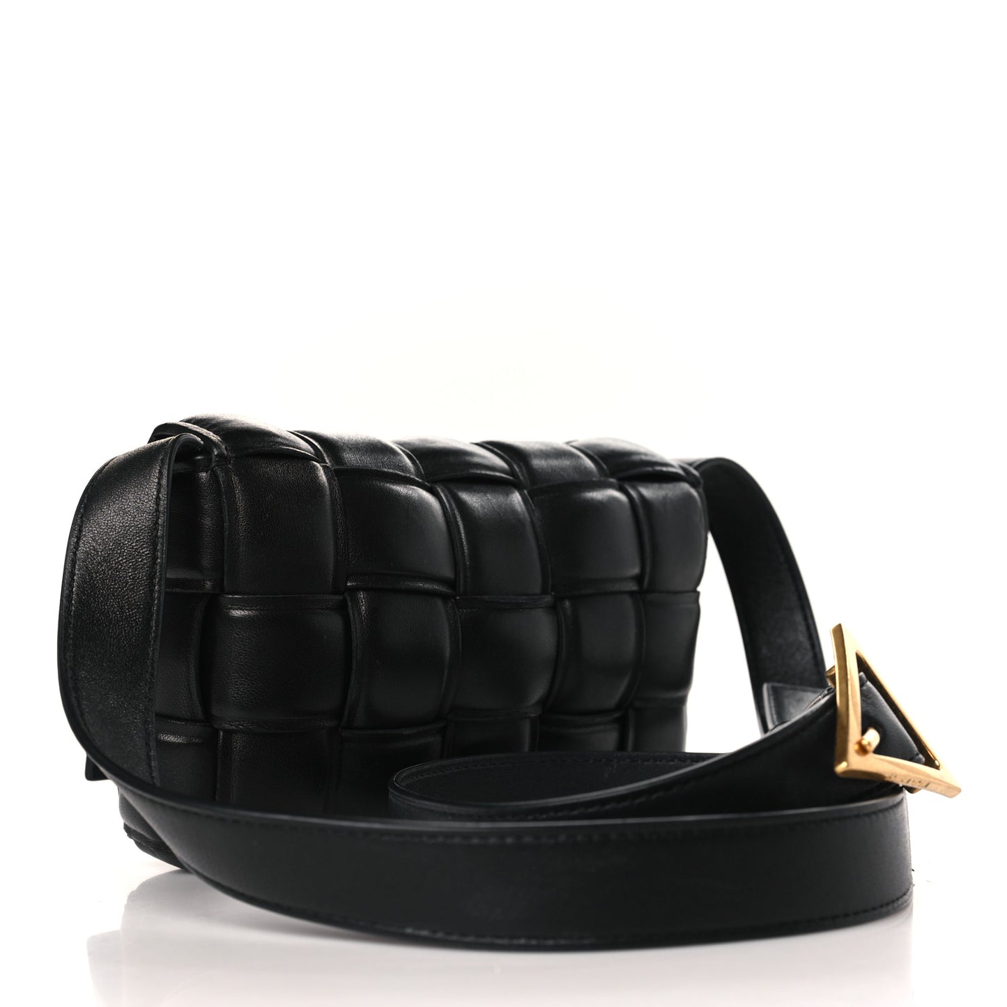 Nappa Maxi Intreccio Small Padded Cassette Crossbody Bag Black