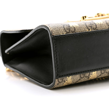 Gucci GG Supreme Monogram Bees Small Padlock Shoulder Bag Black 9 of 17