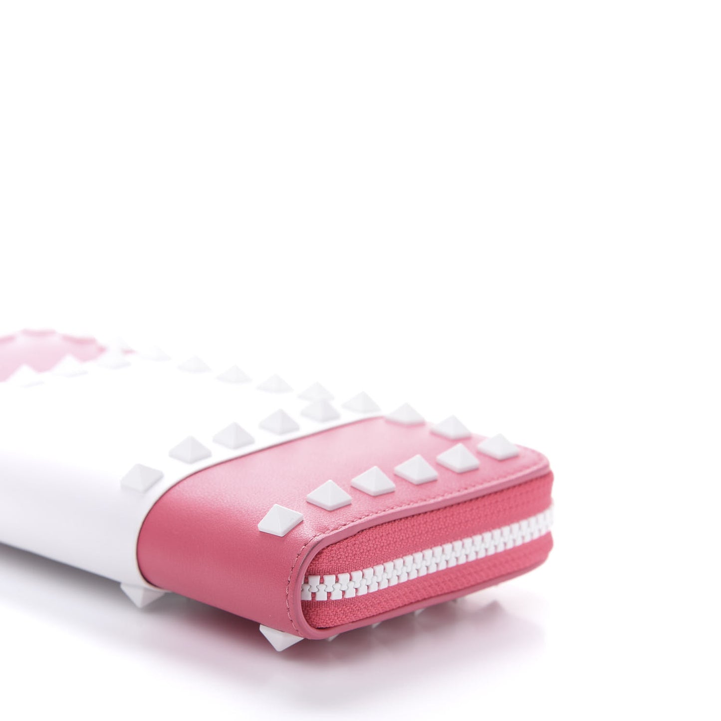 Vitello Colorblock Free Rockstud Zip Around Wallet Shadow Pink White