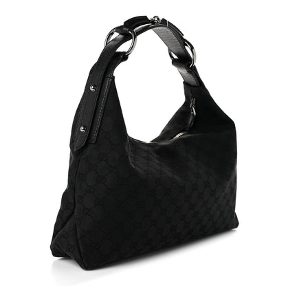 Gucci Monogram Medium Horsebit Chain Hobo Black 3 of 10