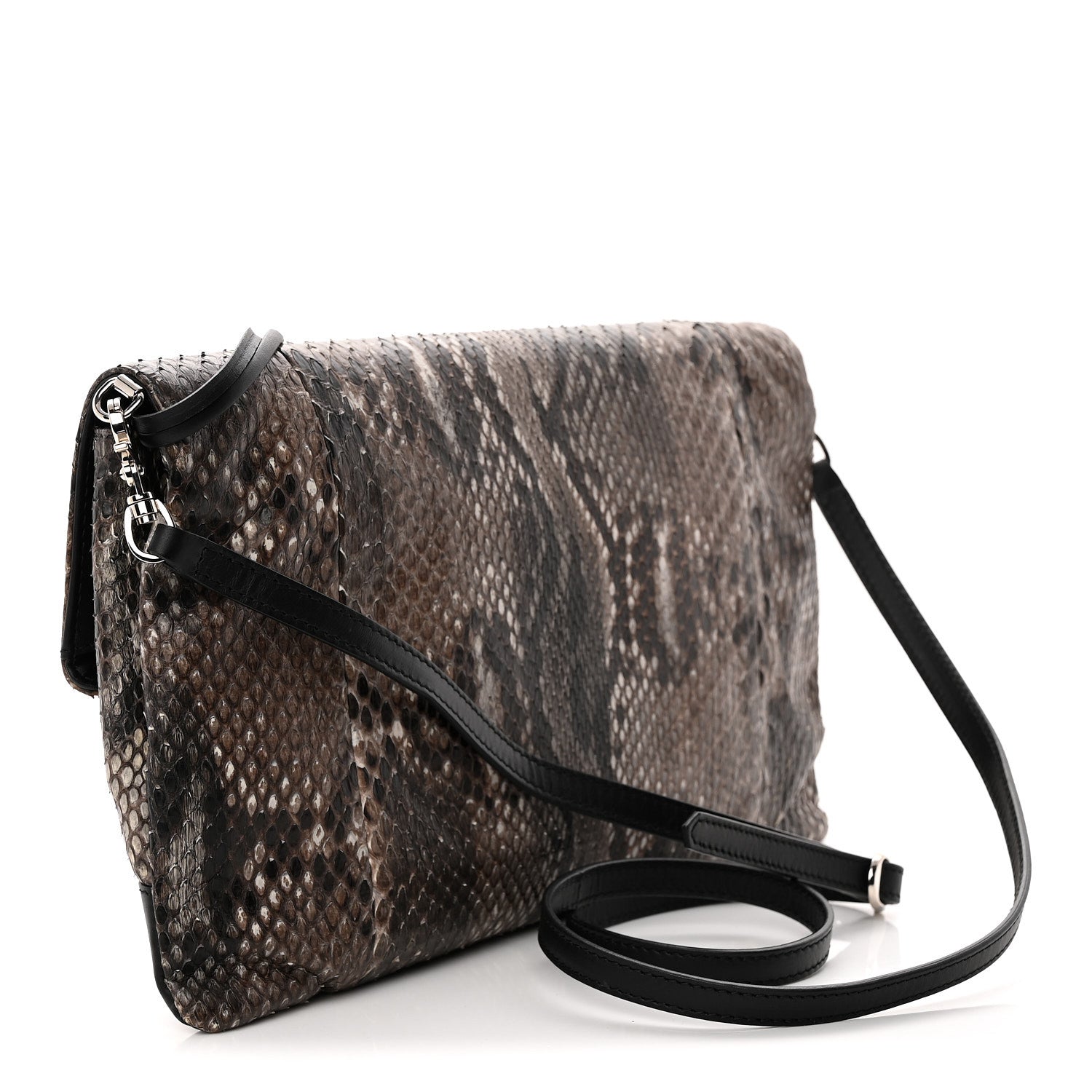 Balenciaga Snakeskin Classic Silver Hardware Envelope Strap Clutch 4 of 12