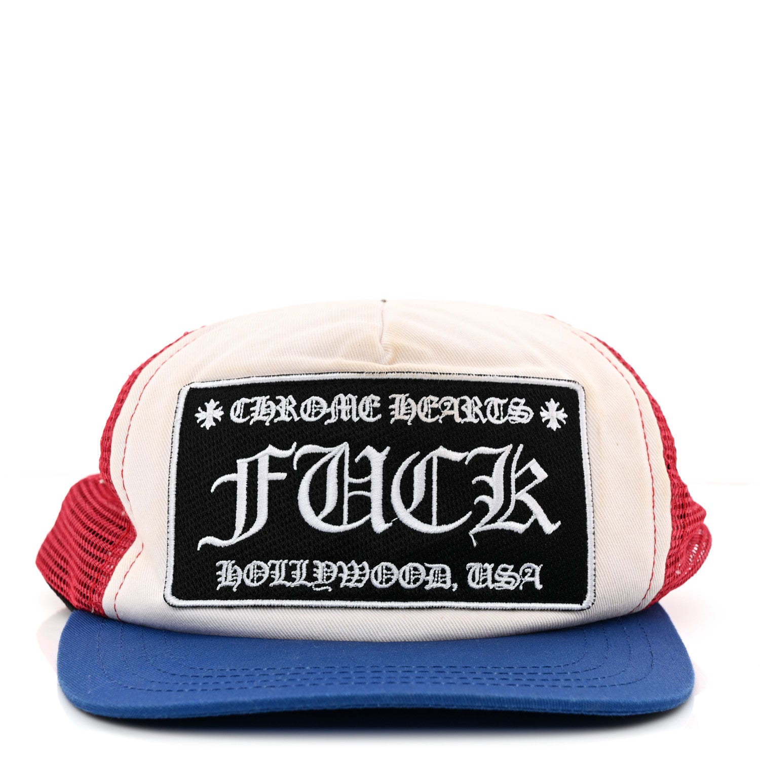 Chrome Hearts Cotton Mesh Trucker Hat Red White Blue 1 of 16