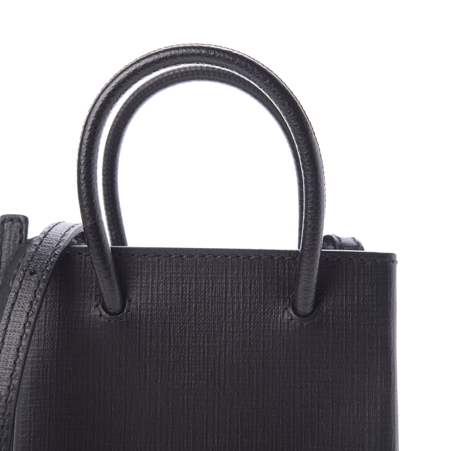 Balenciaga Squared Calfskin Logo Shopping Phone Holder Bag Black 10 of 10
