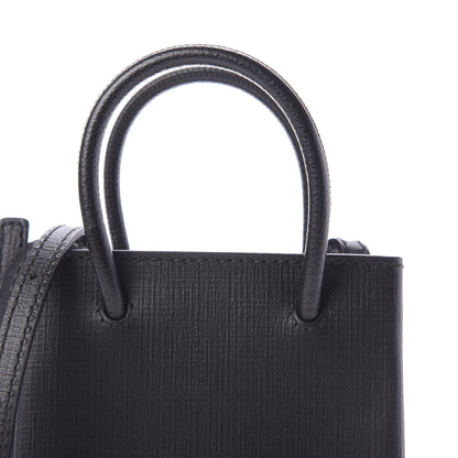 Balenciaga Squared Calfskin Logo Shopping Phone Holder Bag Black 10 of 10