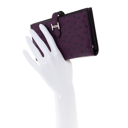 Hermes Ostrich Bearn Wallet Violine 2 of 8